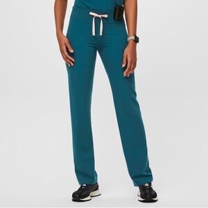 Figs Women's Teal Pants with Pink Tie